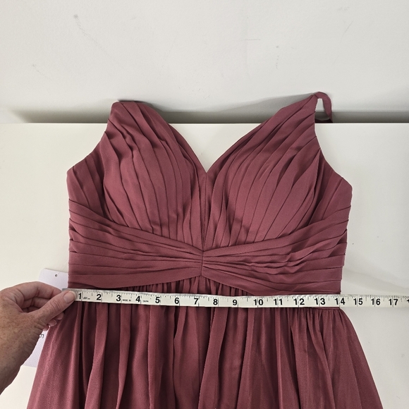 NWT Azazie Serena Chiffon Bridesmaid Dress Desert Rose Size C (10/12) Pockets - Picture 12 of 16
